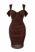 Ruched Mesh Midi