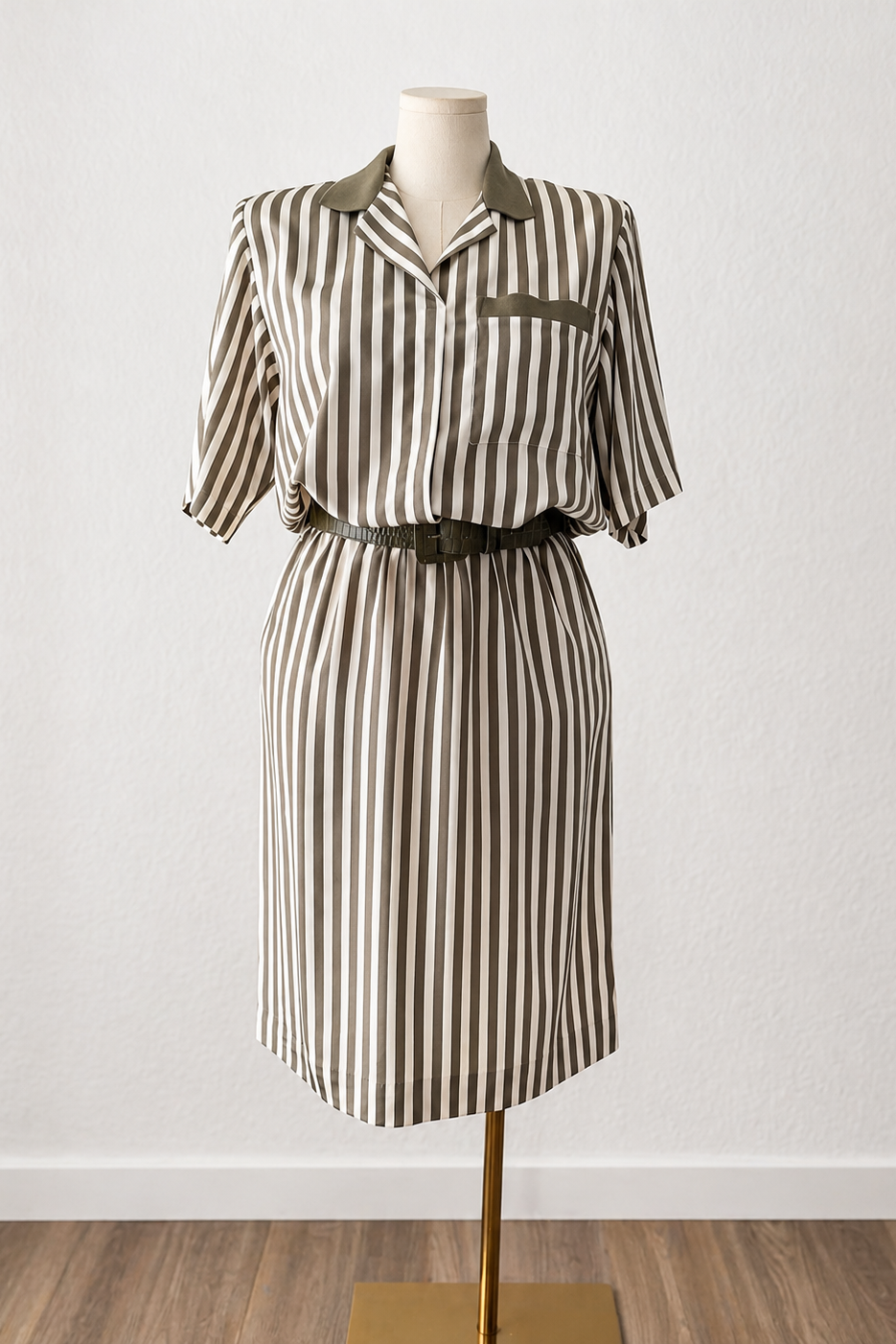 Striped Belted Shirt Dress