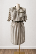 Striped Belted Shirt Dress