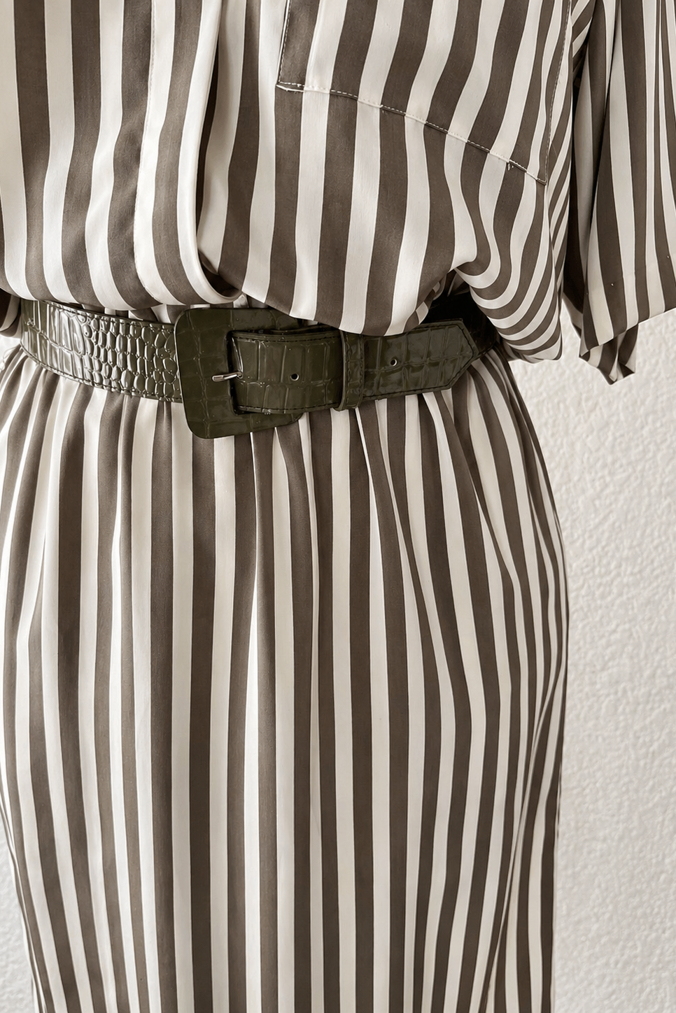 Striped Belted Shirt Dress