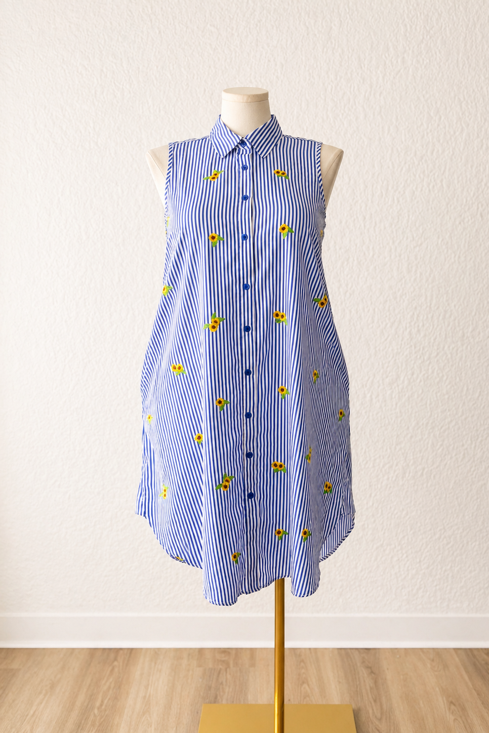 Striped Embroidered Shirt Dress