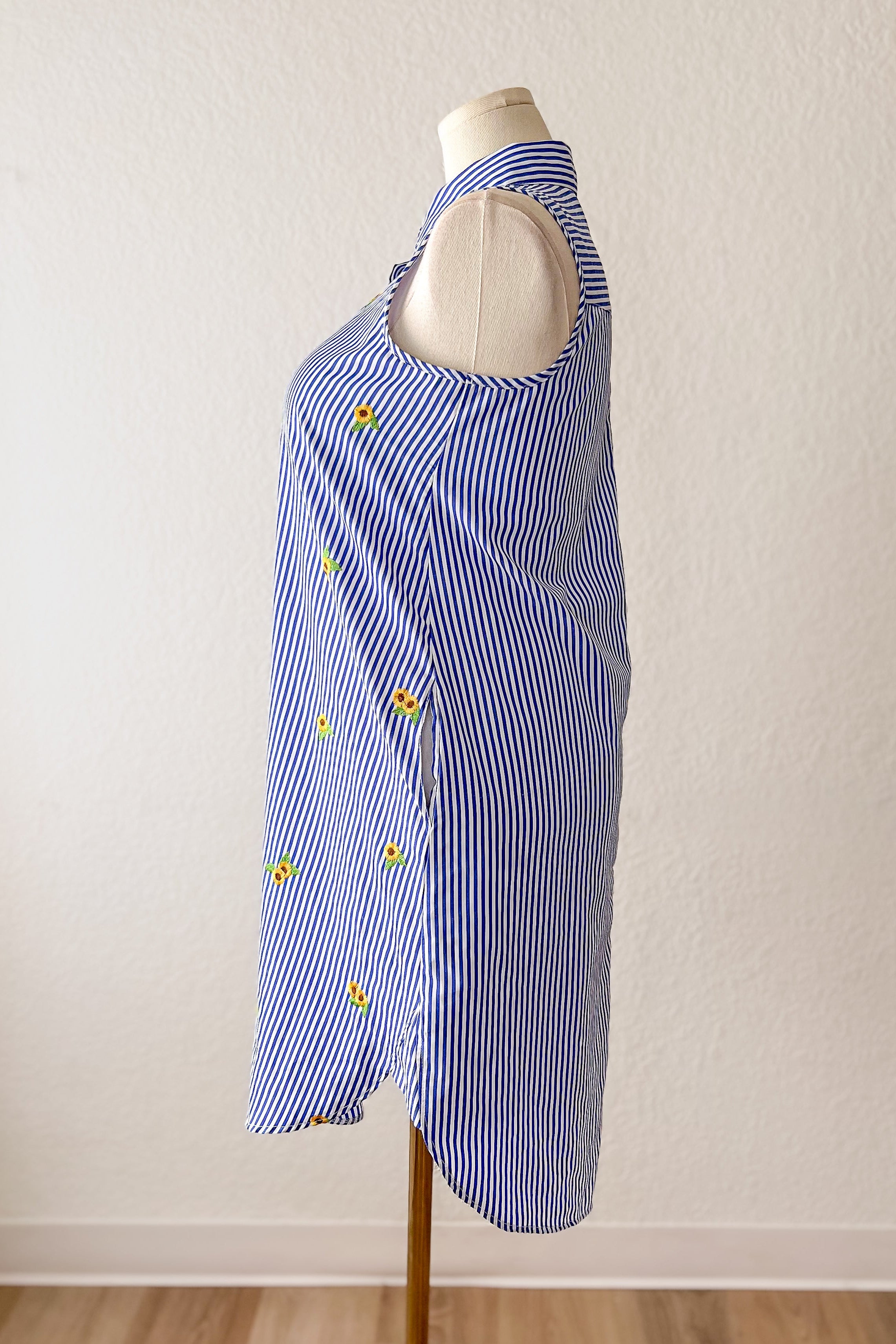 Striped Embroidered Shirt Dress