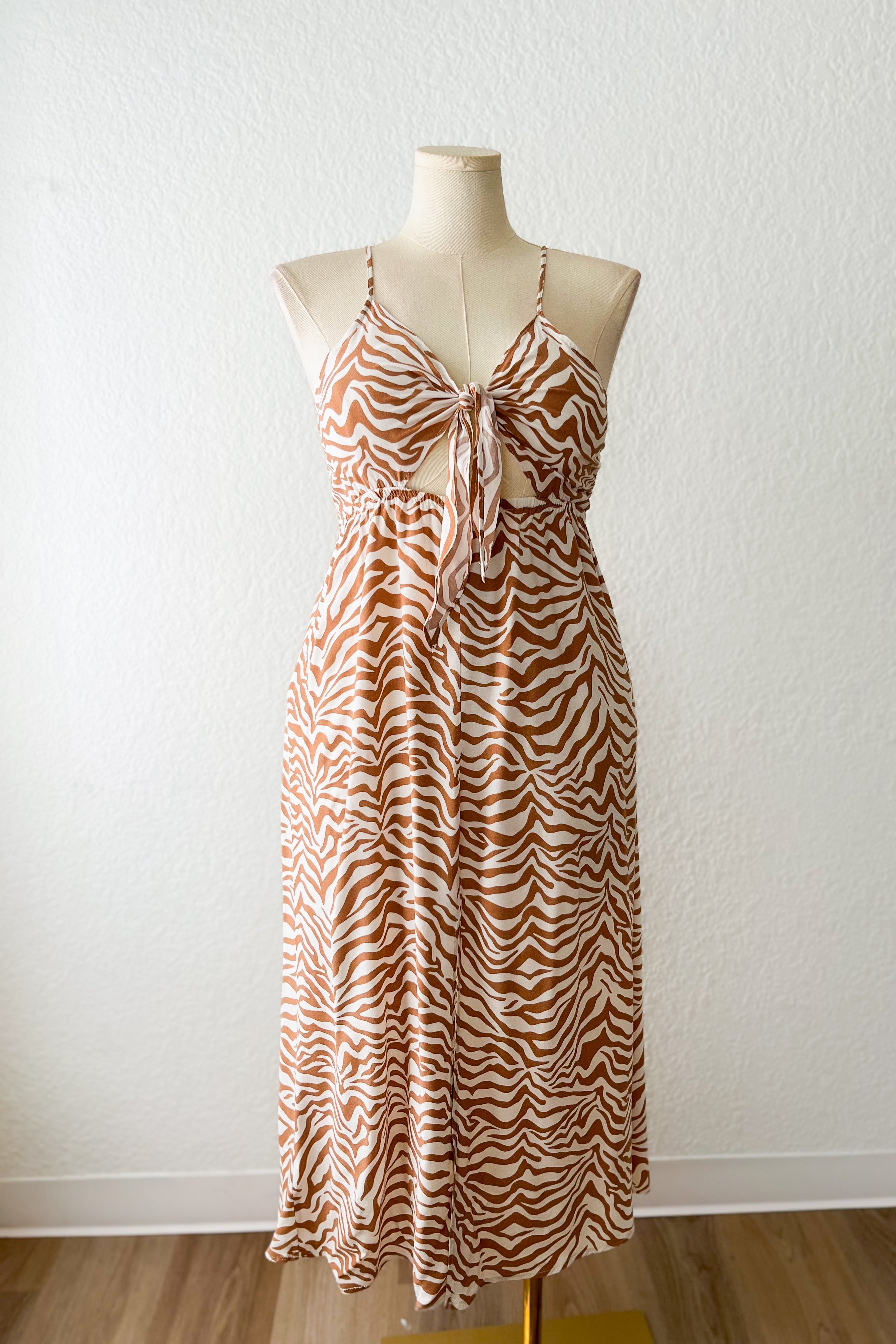 Tie Front Zebra Dress