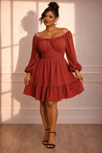 Flared Wide Neck Dress