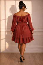 Flared Wide Neck Dress