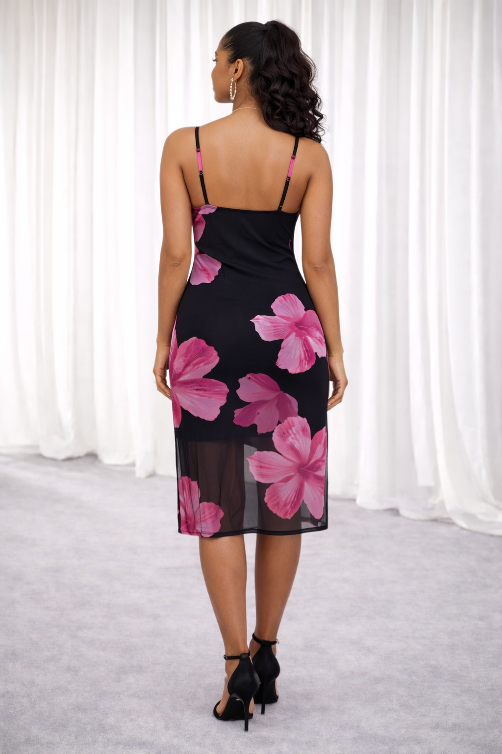 Floral Mesh Slip Dress
