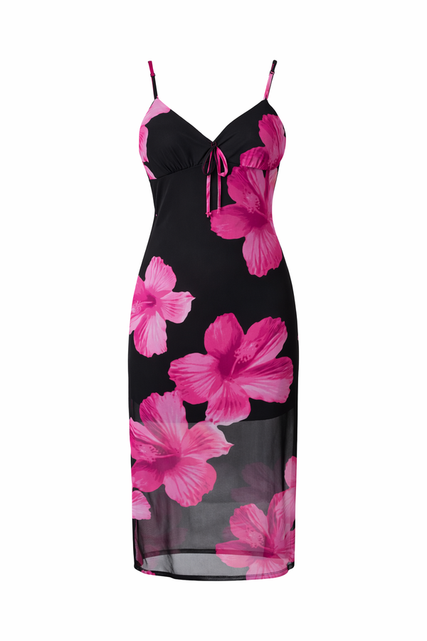 Floral Mesh Slip Dress