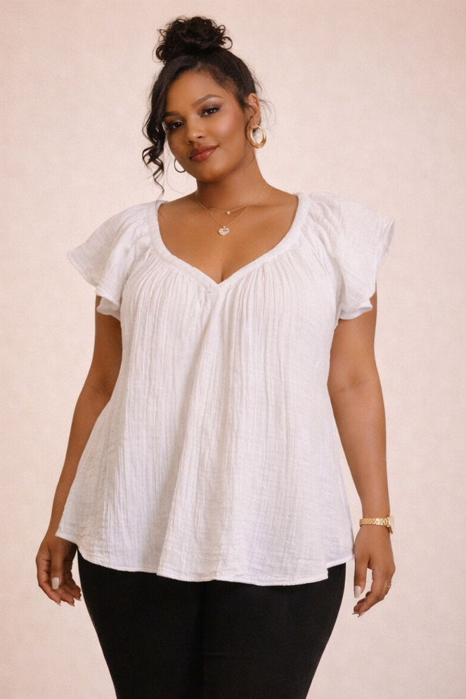 Flared Cotton Blouse