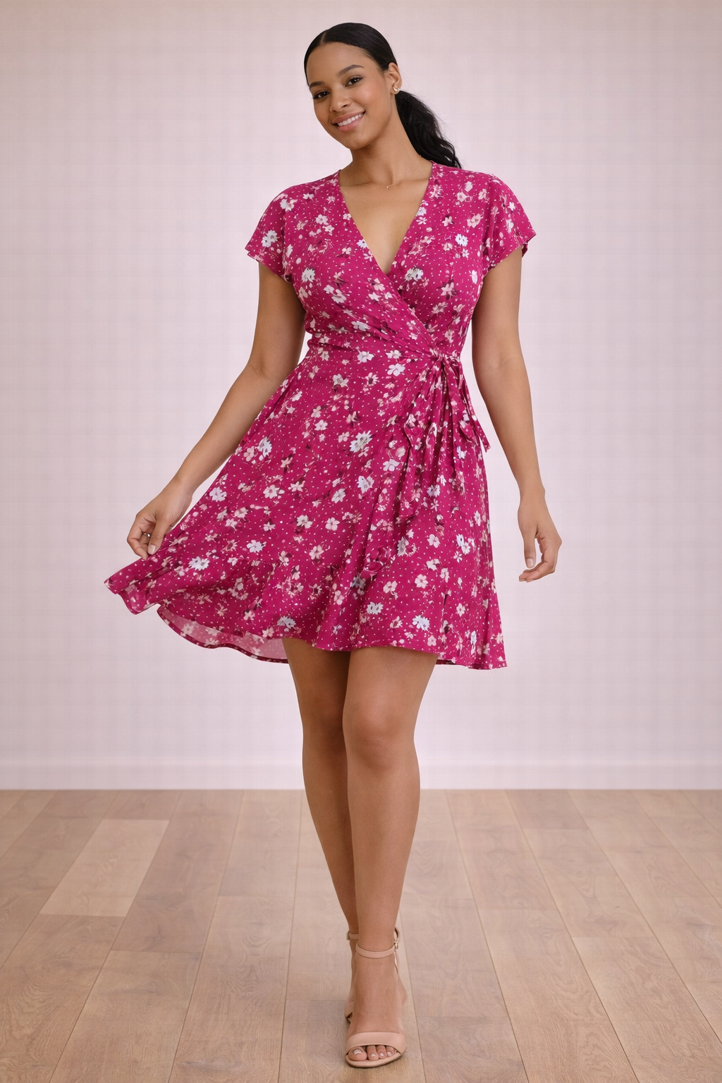 Floral Wrap Mini Dress