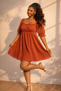 Wide Neck Babydoll Dress