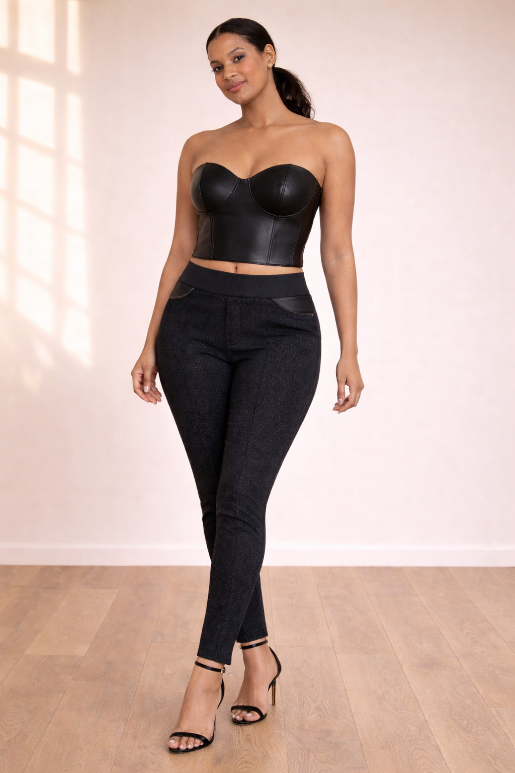 Leather Accent Jeggings