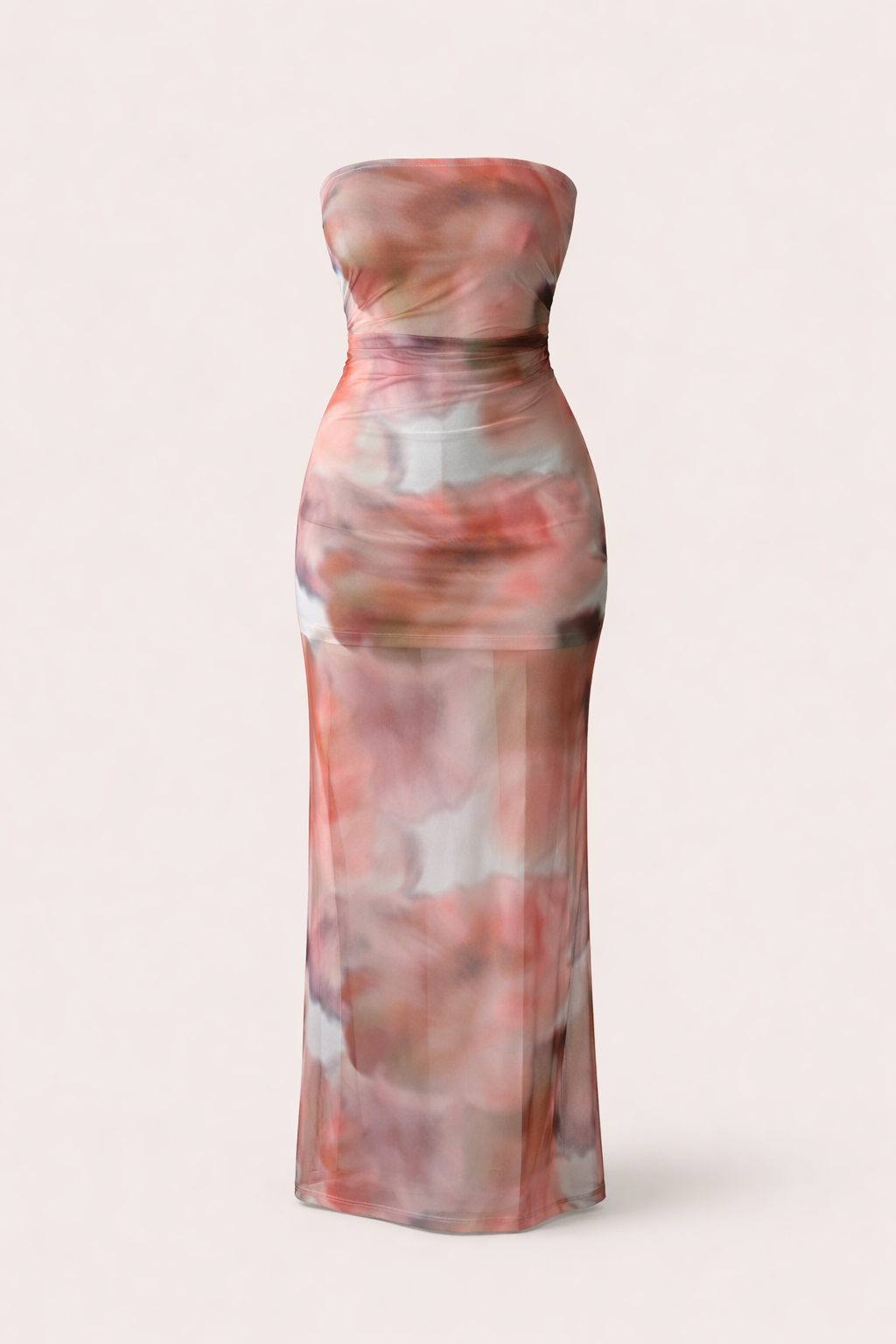 Ruched Mesh Maxi